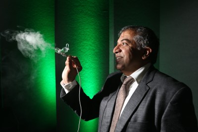 Repro Free: Monday 20th Cctober 2014. At Dublin Castle today, Minister for Jobs, Enterprise and Innovation, Richard Bruton TD and Minister for Skills, Research and Innovation Damien English TD announced Government and industry funding of 245 million for the establishment of five new world-class SFI Research Centres in Ireland. The new centres - Adapt, CONNECT, CÚRAM, iCRAG and LERO  will focus on research areas applied geosciences, software and medical devices. Pictured was Professor Abhay Pandit of Curam, NUIG with his Aerogen nebulizer delivers a fine particle aerosol gently to the patients lungs allowing for superior drug delivery for the most compromised of patients. Nine times more aerosol than traditional small volume nebulizers deliver ensuring optimum patient care. No residual volume also means complete drug delivery avoiding costly drug wastage. Picture Jason Clarke Photography